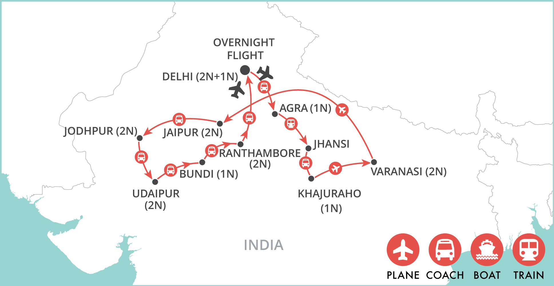 Highlights of India map