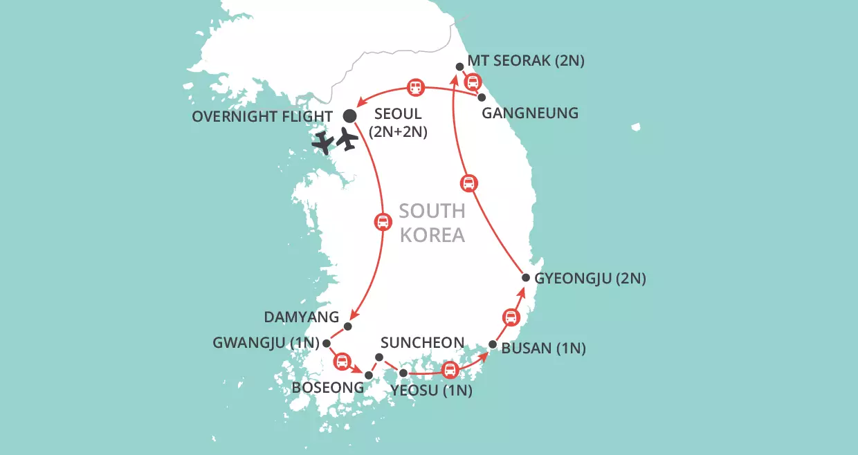Scenic South Korea map