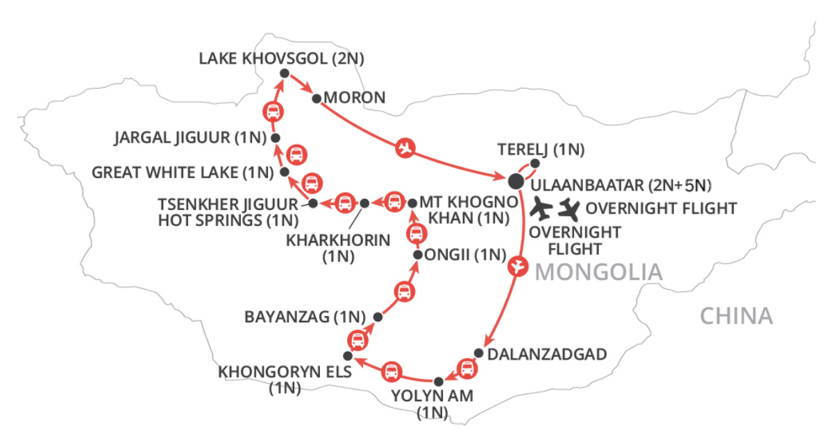 Mongolia & Naadam Festival map