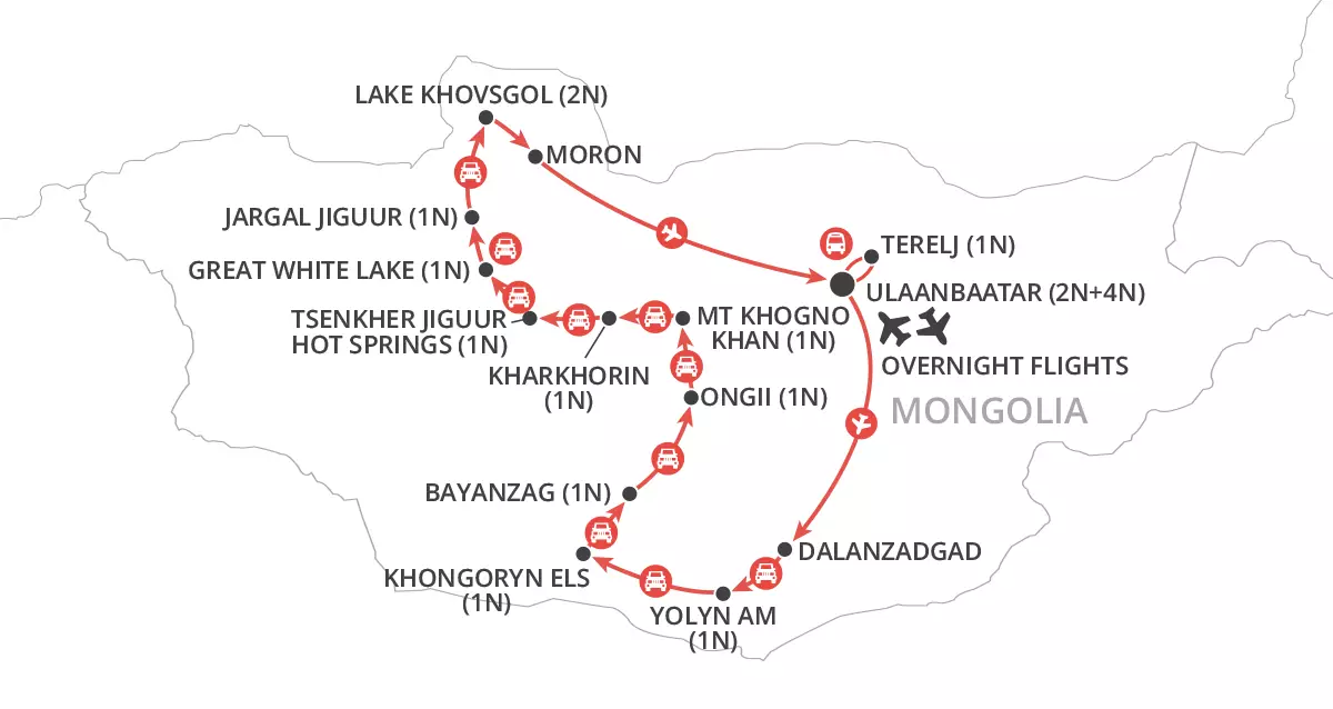 Mongolia & Naadam Festival map