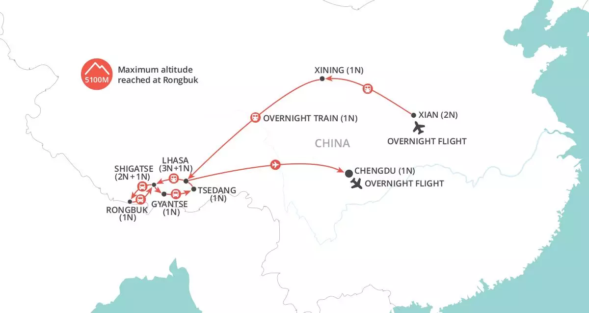 Tibetan Railroad map
