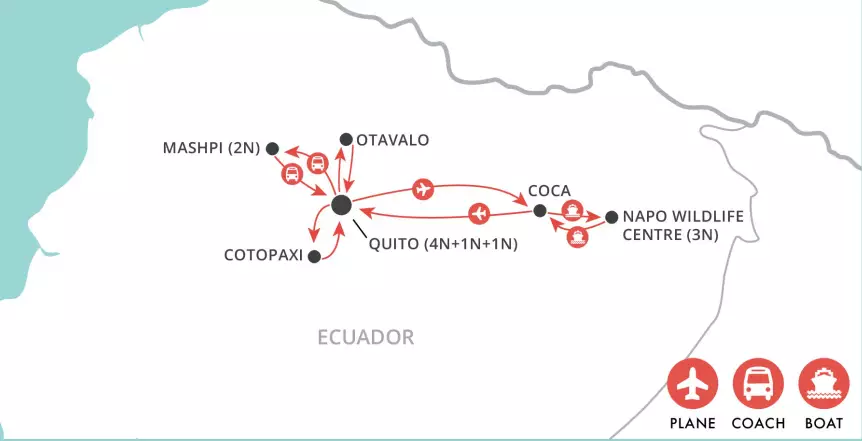 Ecuador & Amazon Explorer map