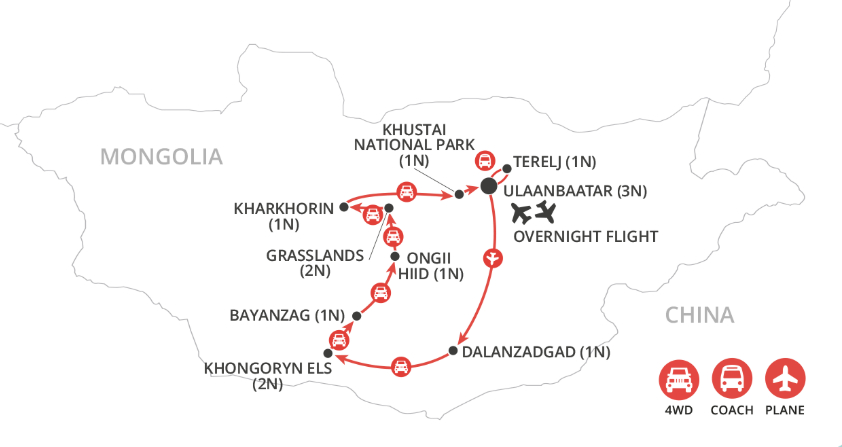 Best of Mongolia map