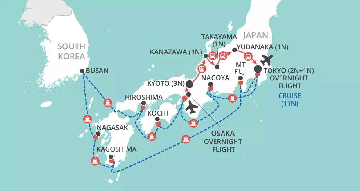 Wonders of Japan by Land & Sea map