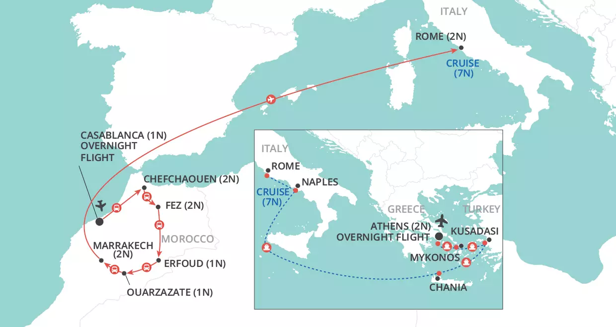 Morocco & The Mediterranean map