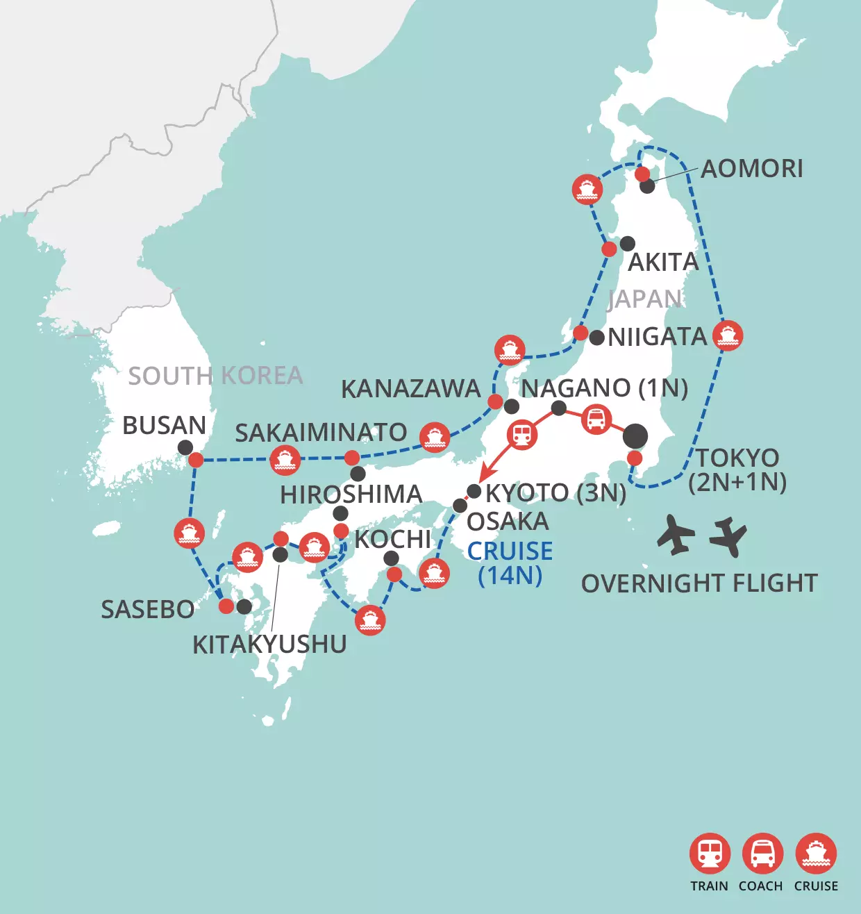 Japan by Land & Sea - D - April 2028 map
