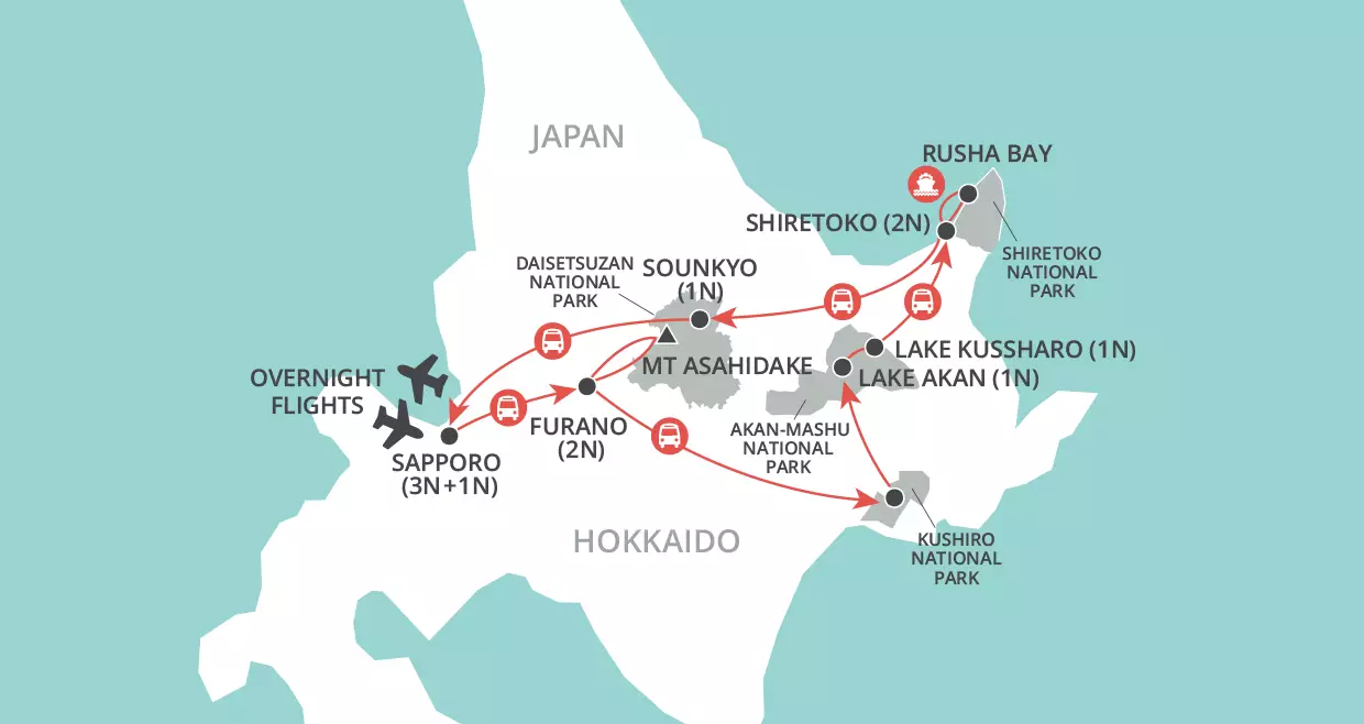 Northern Japan: Secrets of Hokkaido map