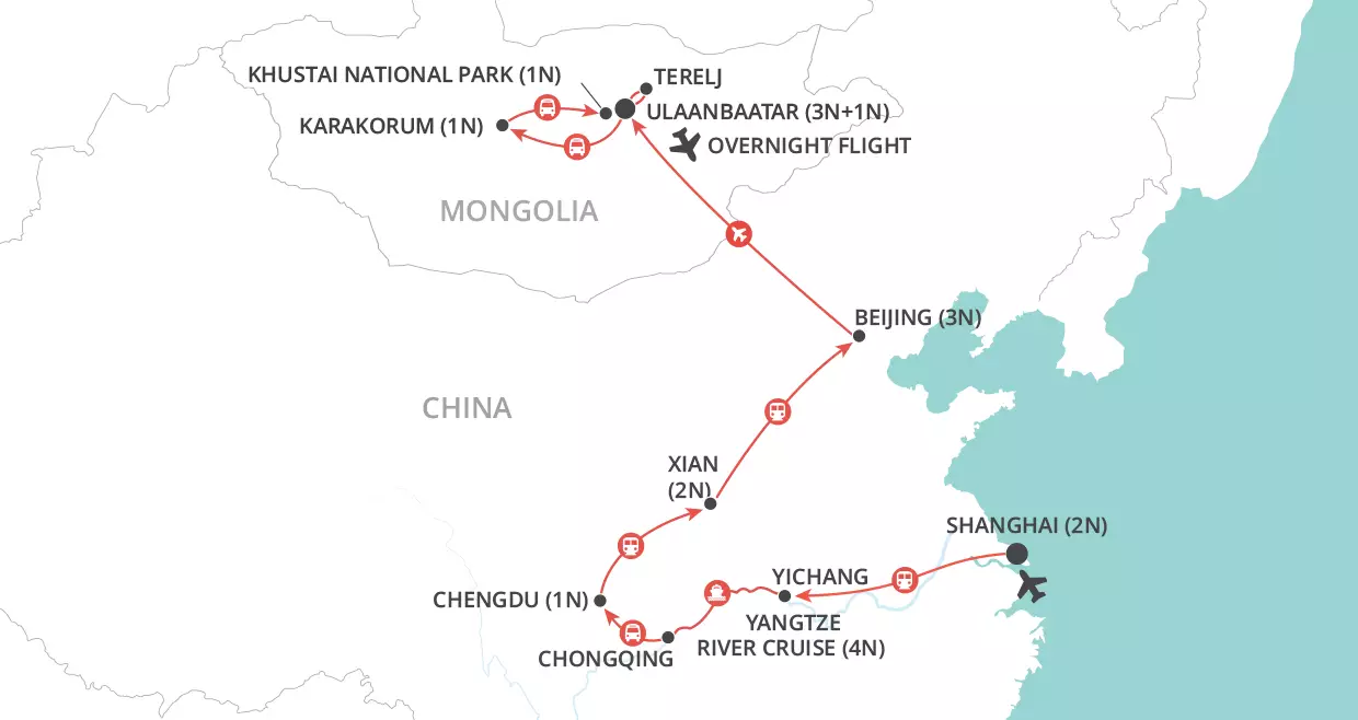 China & Mongolia Heartlands map