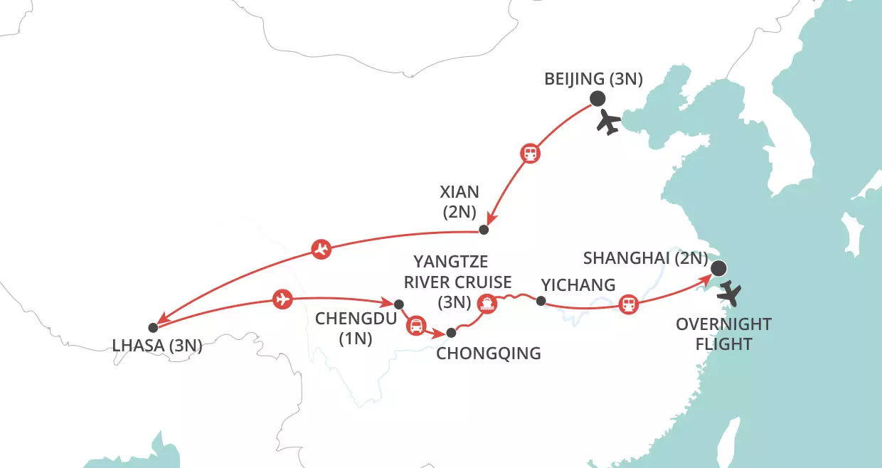 China & Tibet Discovery  map