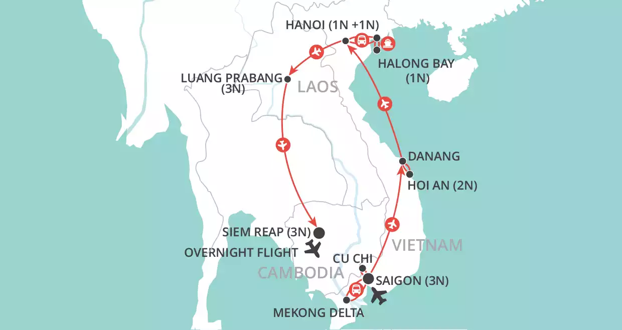 Indochina Delights map