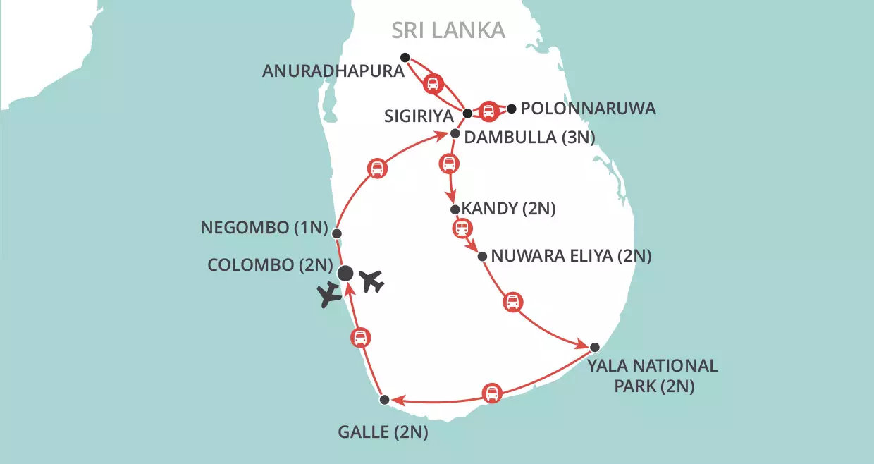 Highlights of Sri Lanka map